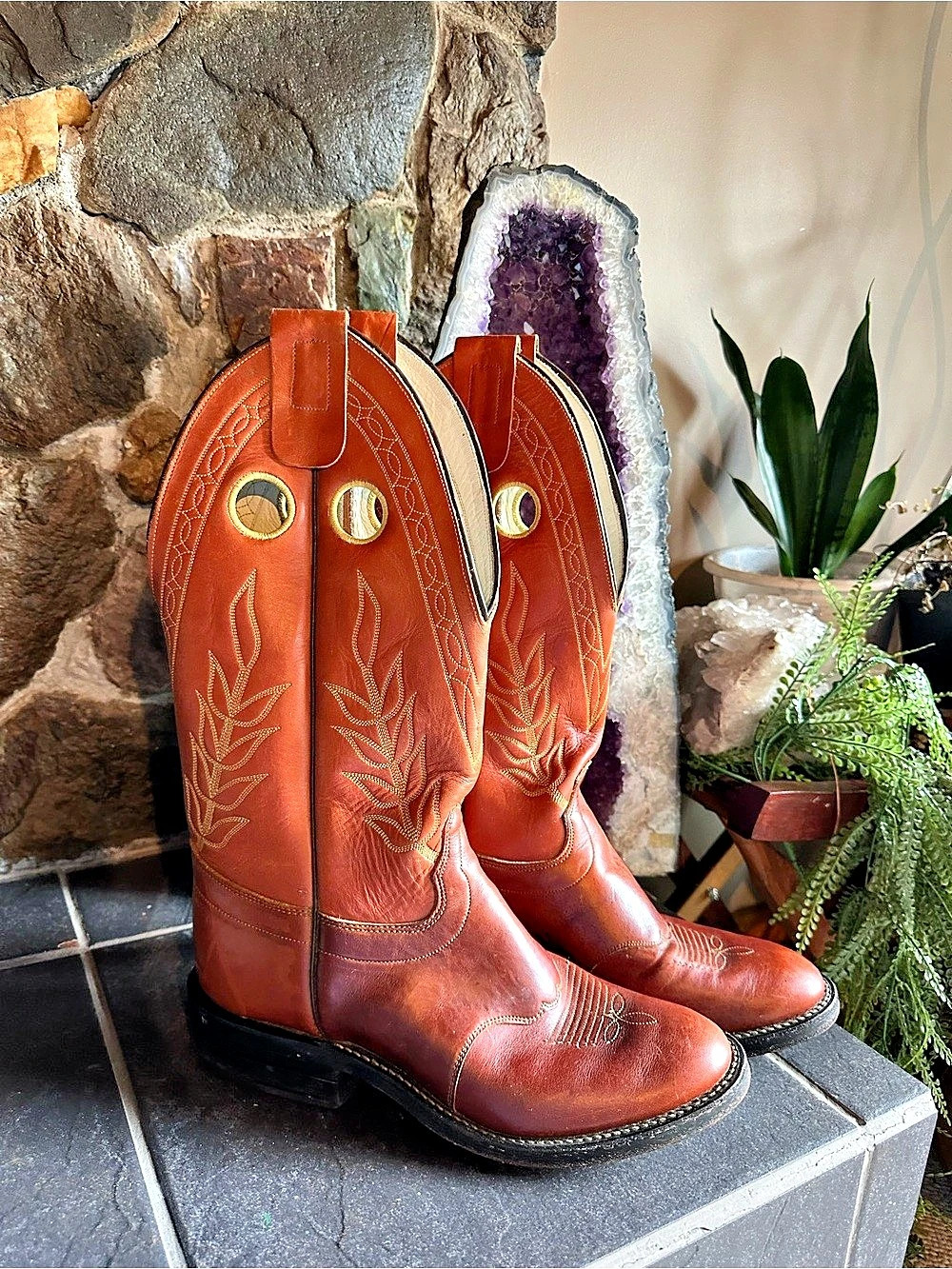 Olathe Burnished Cow - 2215 Western Leather Boots US 9.5